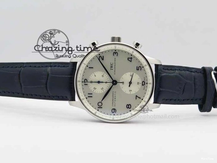MIROTIME 0715 UrbanStyle Portuguese IW371446 ZF 1:1 Best Edition SS White Dial Blue Markers On Blue Leather Strap  A79350 V 7270